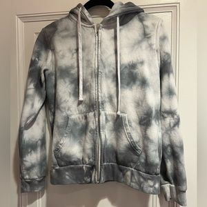 Blue and White Tie-Dye Medium Zip-Up Hoodie - reflex